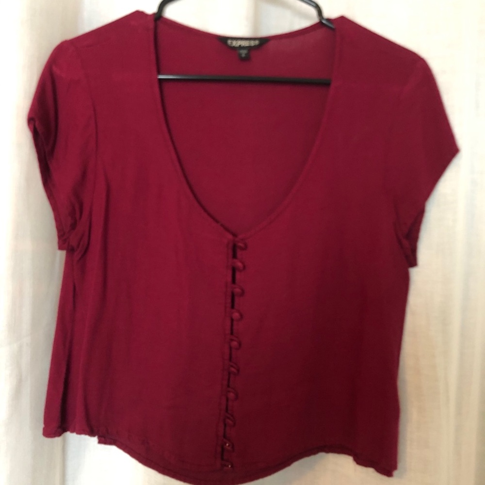 Button down cropped red tshirt